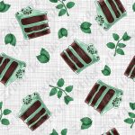 Gâteau choco menthe fond lin gris pâle