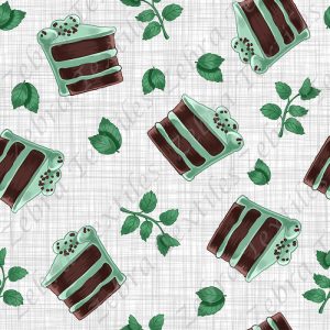 Gâteau choco menthe fond lin gris pâle