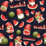Gnome melon d'eau fond lin marine