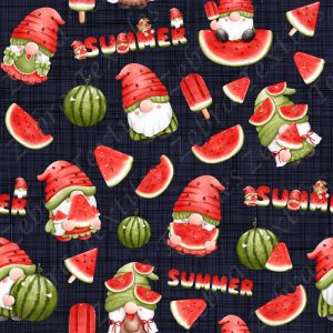 Gnome melon d'eau fond lin marine