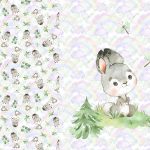 Lapin et libellule fond arc-en-ciel Panneau doudou