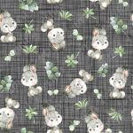 Lapin et libellule fond lin gris moyen