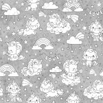 Licorne et étoile fond gris à dessiner * Exclusif *
