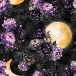 Lune et pivoine fond noir