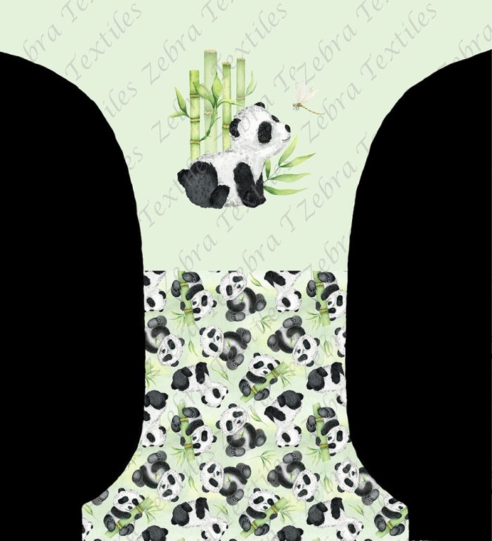Panda et libellule fond vert