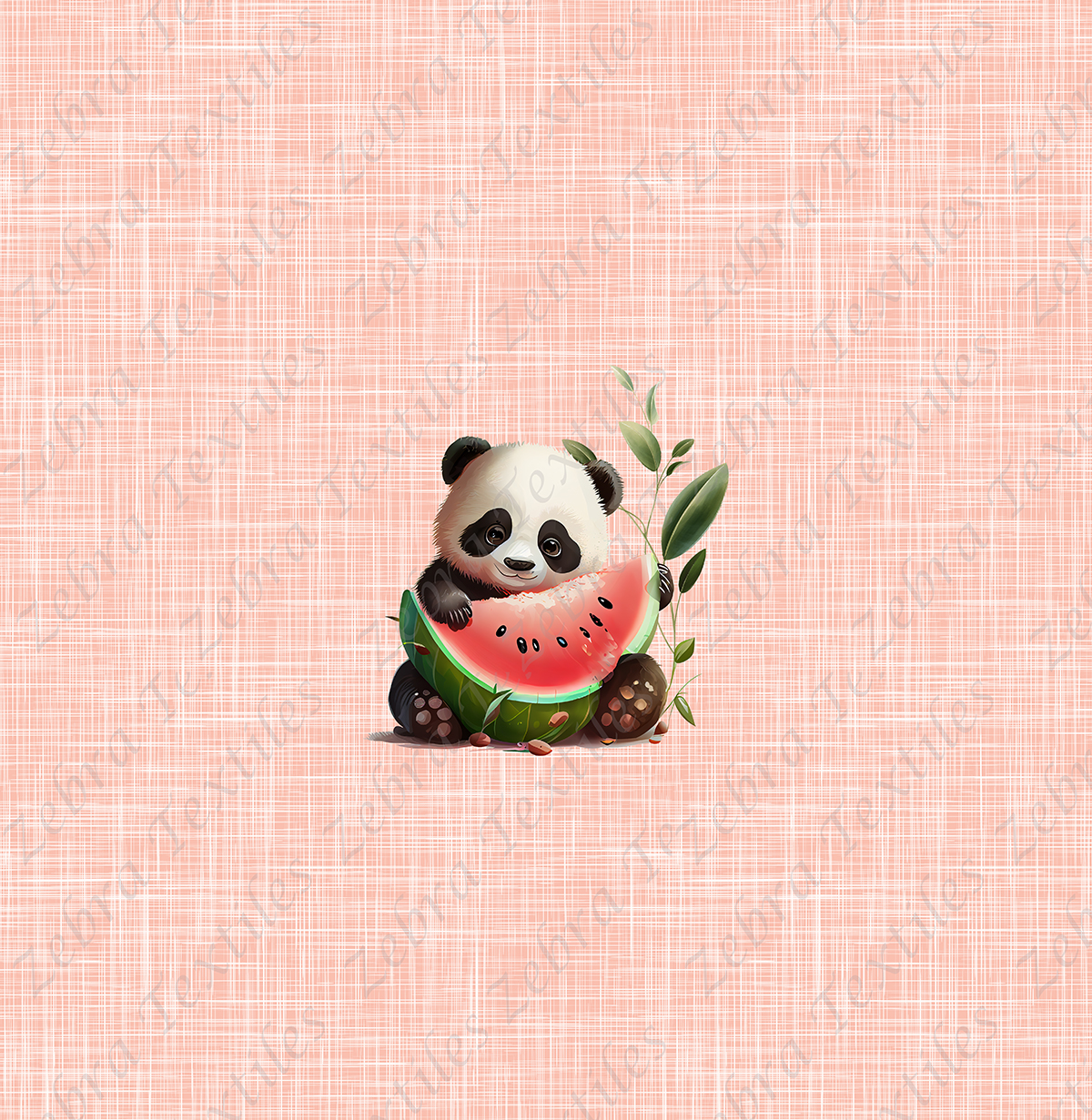 Panda et melon fond lin rose 33