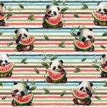 Panda et melon fond rayé