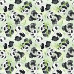 Panda et tige de bambou fond vert