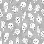 Cornet et popsicle fond gris à dessiner
