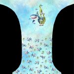 Requin et algue fond bleu aqua