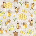 Abeille et miel fond lin beige