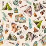 Camping rustique fond crème