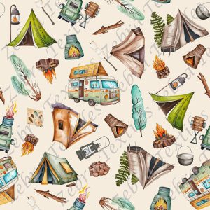 Camping rustique fond crème