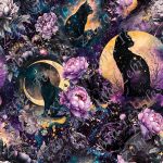 Chat noir et pivoine