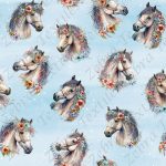 Cheval floral fond bleu
