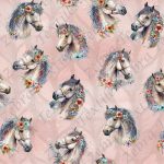 Cheval floral fond rose