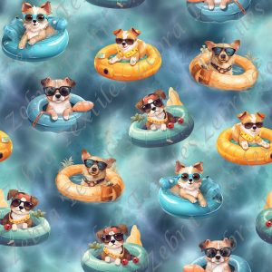 Chien dans la piscine fond eau aqua