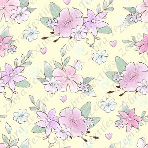 Floral rosé fond jaune