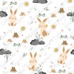 Lapin et soleil fond blanc