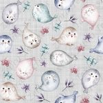 Phoque mignon et fleur fond gris