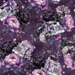 Poids lourd et pivoine fond mauve