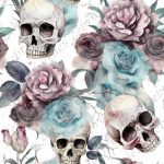Skull floral fond blanc