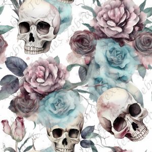 Skull floral fond blanc