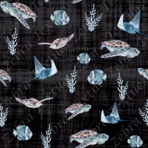 Tortue marine fond noir