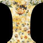Abeille et fleur orange fond hexagone