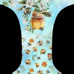 Abeille et pot de miel fond bleu
