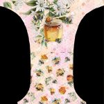 Abeille et pot de miel fond hexagone