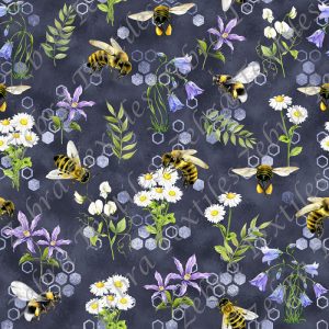Abeille fleur bleue fond marine géo