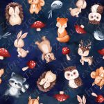 Animaux et champignon rouge fond bleu