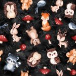 Animaux et champignon rouge fond noir