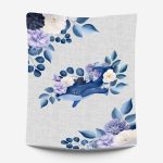Baleine et fleur fond lin gris pâle Panneau doudou