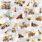 Camion construction jaune fond gris