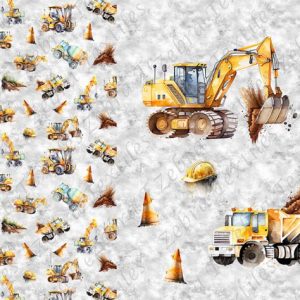 Camion de construction jaune fond gris Panneau doudou