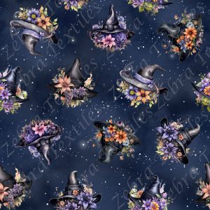 Chapeau de sorcière et fleur fond marine