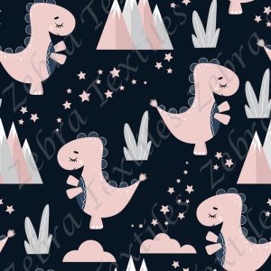 Collection dino mignon rose fond marine