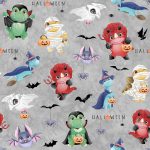 Dinosaure halloween fond gris