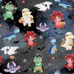 Dinosaure halloween fond nuageux