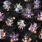 Dragon halloween et chapeau fond noir toile