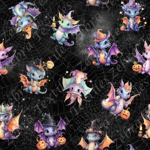 Dragon halloween et chapeau fond noir toile