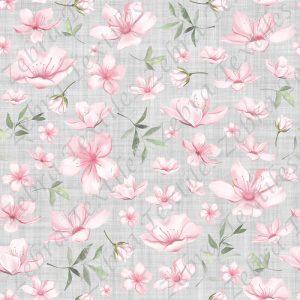 Fleur de cerisier et feuillage fond gris