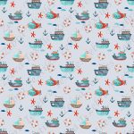 Petit bateau et sous-marin fond bleu