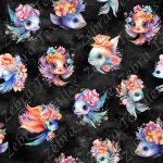Poisson floral orangé fond noir