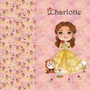 Princesse jaune fond rose Panneau adulte Charlotte