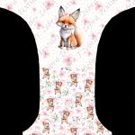 Renard et fleur rose fond pois rose