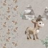 âne et feuillage fond gris Panneau doudou