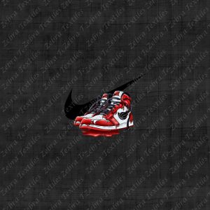 Chaussure de sport rouge fond noir